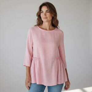 Bodil Vintage Pink Linen Tunic Top Size Small Flaw